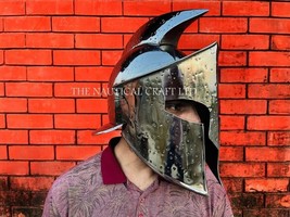 Medieval Spartan Helmet King Leonidas 18G Steel LARP Battle Helmet For Cosplay - £88.65 GBP