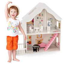 Semi Opened Diy Dollhouse With Simulated Rooms And Furniture Set NEW - £112.09 GBP