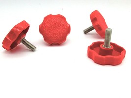 1/4-28&quot; Fine Red Clamping Knobs w Large Fluted Rosette  Various  Package Sizes - £9.44 GBP+