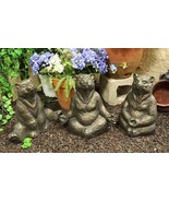 Aluminum Meditating Yoga Bear In Mudra Poses Rustic Garden Statues Set of 3 - $362.25 CAD