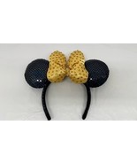 Disney Headband Gold Bow Navy Blue Minnie Mouse Ears Sequin Authentic - $16.49 CAD