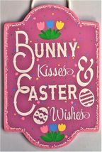 1 Pcs Pink Bunny Kisses Sign Wall Door Hanger #MNCM - $26.00