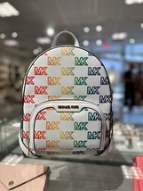 Michael Kors Jaycee Medium Backpack MK Signature Rainbow Optic White NWT - £118.83 GBP