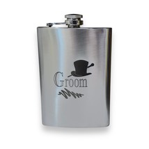 8oz Groom Wedding Stainless Steel Flask - £15.65 GBP