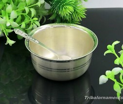 999 fine solid silver handmade bowl tray for baby food, pure silver vess... - $268.87