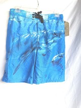True Craft Boys Size Large SHARK Microfiber Swim Board Shorts Trunks Blue New - £15.88 GBP