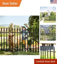 Durable 5-Piece Metal Garden Fence Set with Gate - 10ft Black Decorative... - $119.53
