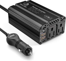 400W Power Inverter Dc 12V To 110V Ac Car Charger Converter With 4Point, Black - £34.32 GBP