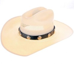 Buffalo Nickel Leather Hat Band Hatband, Navajo Joey McCray 26&quot; Adjustable - £86.65 GBP