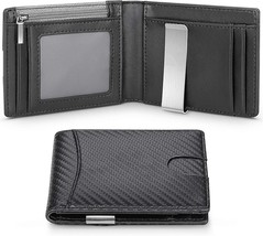 Carbon Fiber Rfid Slim Card Men&#39;s Deluxe Small Short Bi-Fold Billfold Case - £55.45 GBP