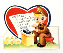 1940&#39;s Typewriter Army Soldier Love You Stand Up Valentine&#39;s Card - £5.58 GBP