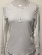 Felina Womens Long Sleeve Rib Knit T Shirts White Medium - $6.90
