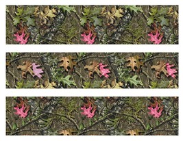 Mossy Oak with Pink Leaves Camo Edible Cake Strips - Cake Wraps - $9.99+