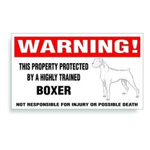 Warning DECAL trained WHITE BOXER dog bumper or window sticker - £7.91 GBP