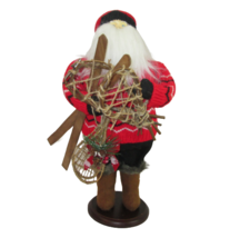 Christmas Dayton Hudson Santa Doll Figure Snowshoes Skis Decor 18&quot; Wood ... - £14.12 GBP