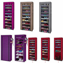 Portable Shoe Rack Shelf Storage Closet Home Organizer Cabinet with Cover - £24.94 GBP
