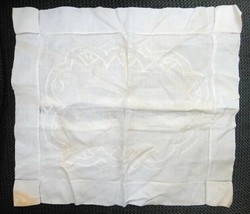 1800s Antique Embroidered Pillow Cover Case w/BUTTONS Linen? 15 X 13 1/2&quot; - £98.57 GBP
