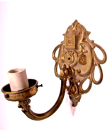 Solid Brass Ornate Wall Sconce Electrical Fixture Antique Porcelain Ligh... - $49.47