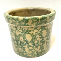 Vintage Roseville Ohio Green Spongeware Crock Planter 1 Pint - £12.44 GBP