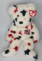 2002 Ty Beanie Babies Buddies Collection &quot;Glory&quot; Retire Red Blue Stars Bear BB17 - £14.95 GBP