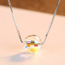 Color Crystal Necklace S925 Silver Pendant Necklace South Korea Jewelry - £10.27 GBP