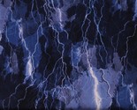 Cotton Lightning Bolts Stormy Night Sky Thunder Fabric Print by the Yard... - $12.95