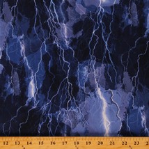 Cotton Lightning Bolts Stormy Night Sky Thunder Fabric Print by the Yard D774.90 - £10.14 GBP