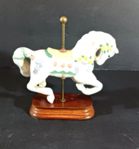 Vintage Carousel Horse Porcelain Ceramic Adjustable Height Yellow Pink 1995 Nos - £13.95 GBP