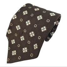 Vintage John Frederics Mens Necktie Brown White Tie - £11.20 GBP