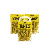 JAM Paper Jumbo Paper Clips Yellow 3 Packs of 75 (42182236B) - $27.99