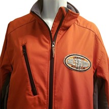 Womens Harley Davidson Motorcycle Orange Jacket M Softshell Zipper Destinations - £30.71 GBP