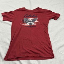 Cabela&#39;s Bass Pro Shops Unisex T-Shirt Red Graphic Crew Neck Large - £9.49 GBP