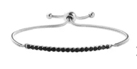 Thai Black Spinel Bolo Bracelet in Stainless Steel, 1.15 ctw, Adj. 7-9.5 Inches - £14.82 GBP