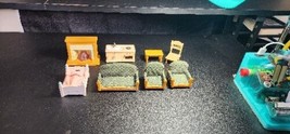 Calico Critters Living Room Furniture Set Pieces Green Chairs Sofa Fireplace VTG - £15.72 GBP