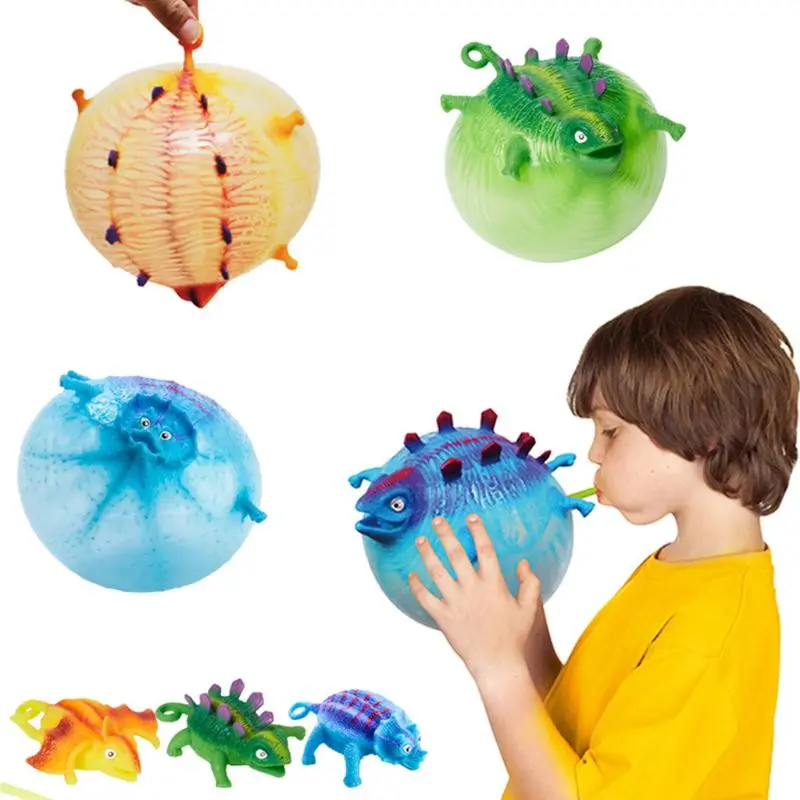4Pcs/Set Kids Children Funny Blowing Inflatable Animals Dinosaur Balloons - £10.93 GBP