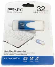 New Pny Attache 4 128GB Usb 2.0 Flash Drive Blue/White P-FD128ATT4BW-GE Thumb - £11.95 GBP