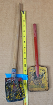 2  Lithograph Tin Sand Shovel disney  snow white puppy Beach Toy Metal Vintage E - $46.39