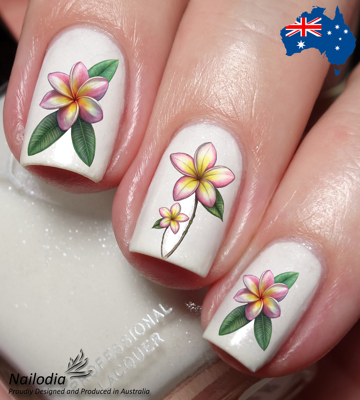 Frangapani flower Nail Art Decal Sticker Water Transfer Slider - Floral Theme