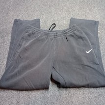 Nike Fleece Lined Sweat Pants Adult Medium Black Swoosh Elastic Waist Band - £21.70 GBP