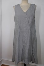 Tulip S Gray White Striped Flowy Lightweight Tank Dress Lagenlook - $34.20