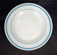 Anchor Hocking Fire King Plate 9&quot; White Double Blue Rings #969 Restauran... - $7.97
