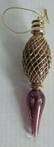 Vtg Art Glass Hand Blown Irridescent Purple w/ Gold overlay Christmas Or... - £15.61 GBP