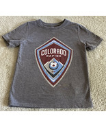 MLS Colorado Rapids Soccer Boys Gray Red Blue Short Sleeve Shirt 4T - $12.75 CAD