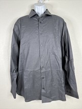 Kenneth Cole Mens Size 18 36/37 Tall Gray No-Iron Slim Fit Button-Up Shirt - £9.79 GBP