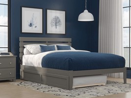 Afi Oxford Bed With Usb Turbo Charger And Twin Extra Long Trundle, Queen, Grey - £364.49 GBP