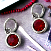 10 pcs January Faceted Glass Garnet Birthstone Charms with Jumprings DIY Jewelry - £9.64 GBP