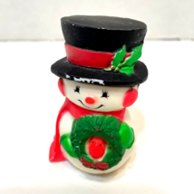 Vintage 1976 Hallmark Merry Miniatures Mr Snowman Figurine Wreath Red Bird 2.25&quot; - £7.15 GBP