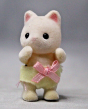 Sylvanian Families Calico Critters Baby Cat Yellow Bottoms Pink Bow - £5.40 GBP