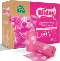 Dog Poop Bags Rolls Biodegradable for Pet Waste | Pink Trash Bags 300 Ct... - £17.98 GBP