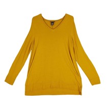 ADRIANNA PAPELL Women&#39;s L Goldenrod V-Neck Oversized Tunic Shirt Top Lag... - £16.74 GBP
